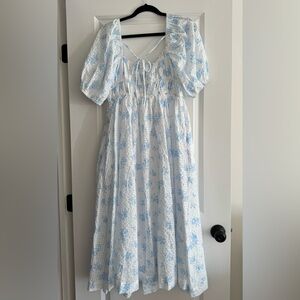 White and Blue Floral Dress